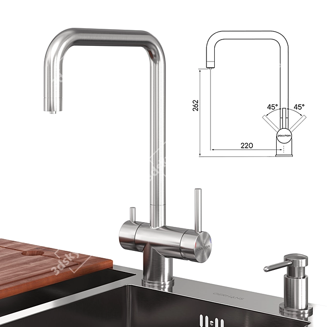 Gerhans Stainless Steel Kitchen Sink 3D model image 5