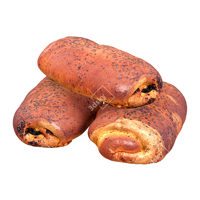 Poppyseed Roll 3D model image 1