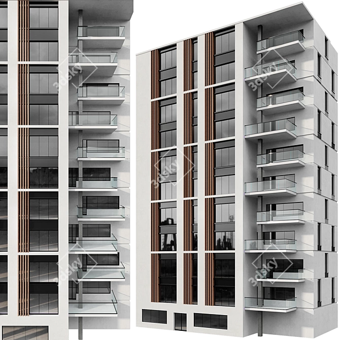 Exquisite Residential Building Model 3D model image 1