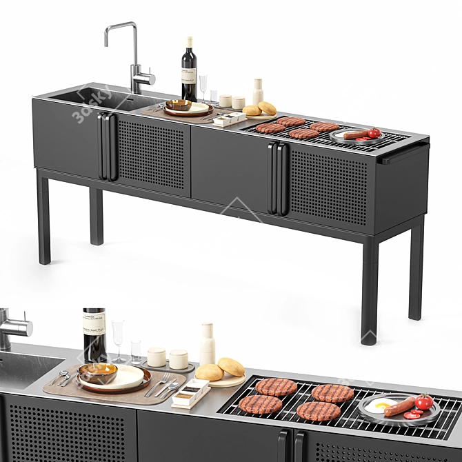  BBQ Grill 3D Model Kit 3D model image 1