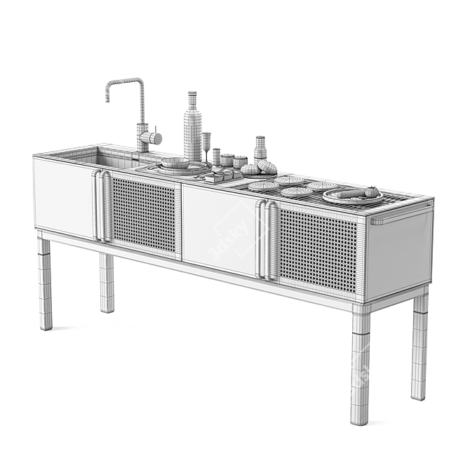  BBQ Grill 3D Model Kit 3D model image 7