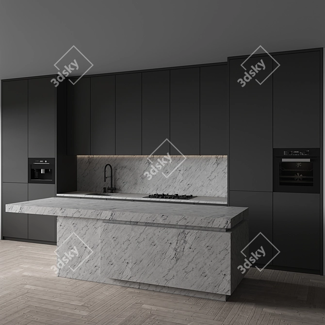 Modern Kitchen 155 with Appliances 3D model image 5