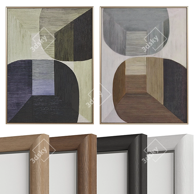 Abstract Framed Canvases Set 3D model image 1