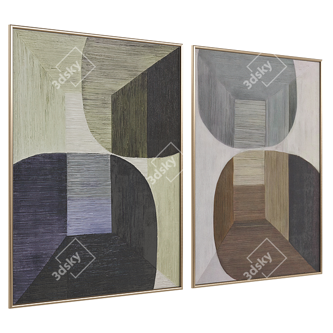 Abstract Framed Canvases Set 3D model image 2