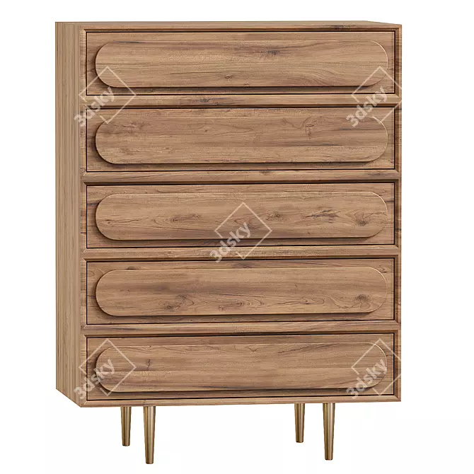 Rustic Acacia Storage Drawers Chest 3D model image 1