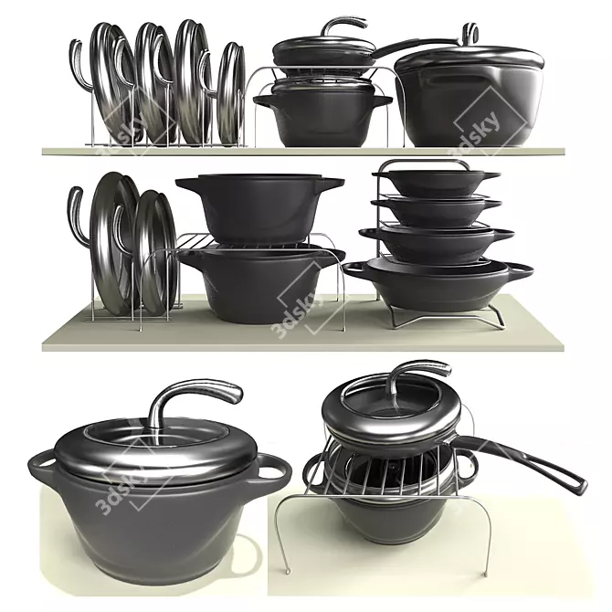 Compact Pot and Pan Storage 3D model image 1