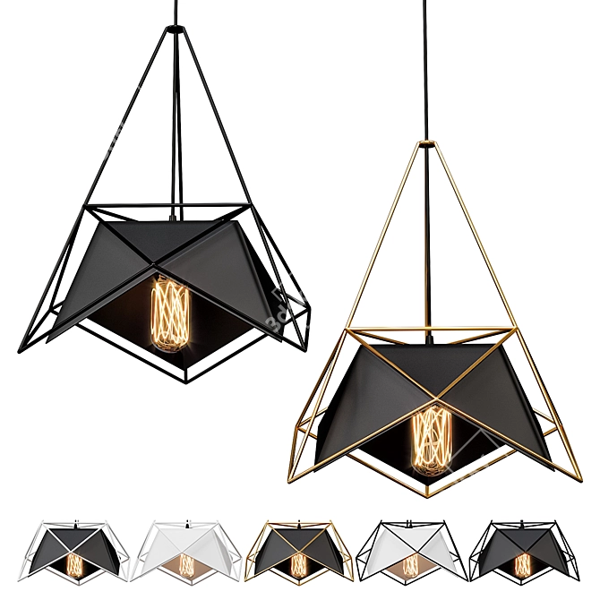 Modern Pendant Lamp RODS 3D model image 2