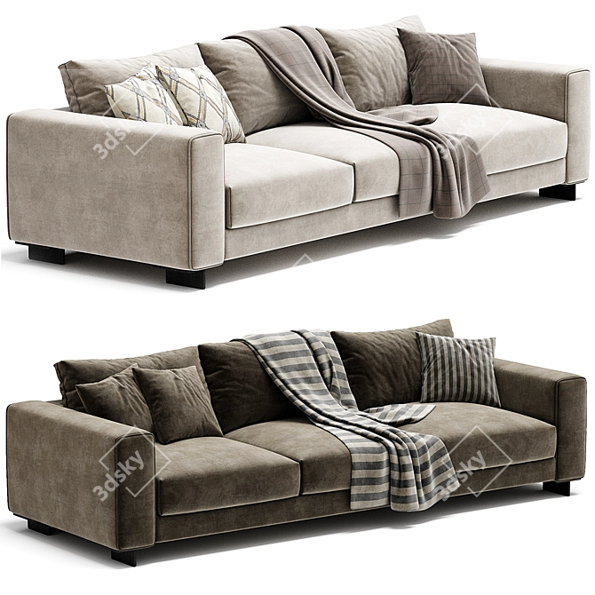 Elegant T TIME 3 Seater Sofa 3D model image 2