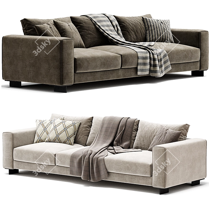 Elegant T TIME 3 Seater Sofa 3D model image 3