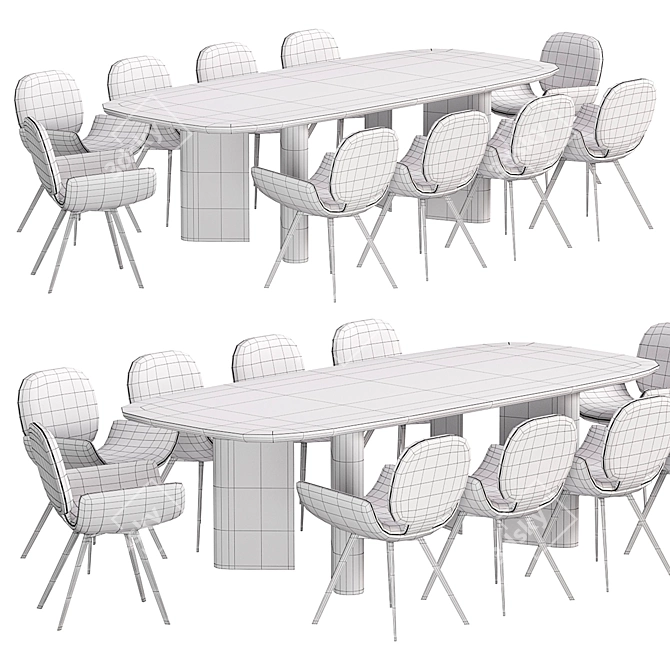 Modern YOUPI Chair and GEOMETRIC Table 3D model image 4