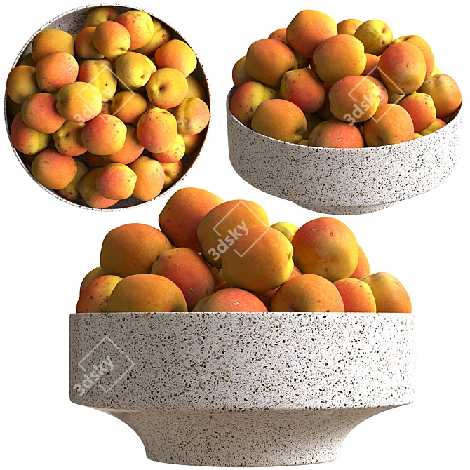 Fresh Apricots in Bowl 3D model image 1