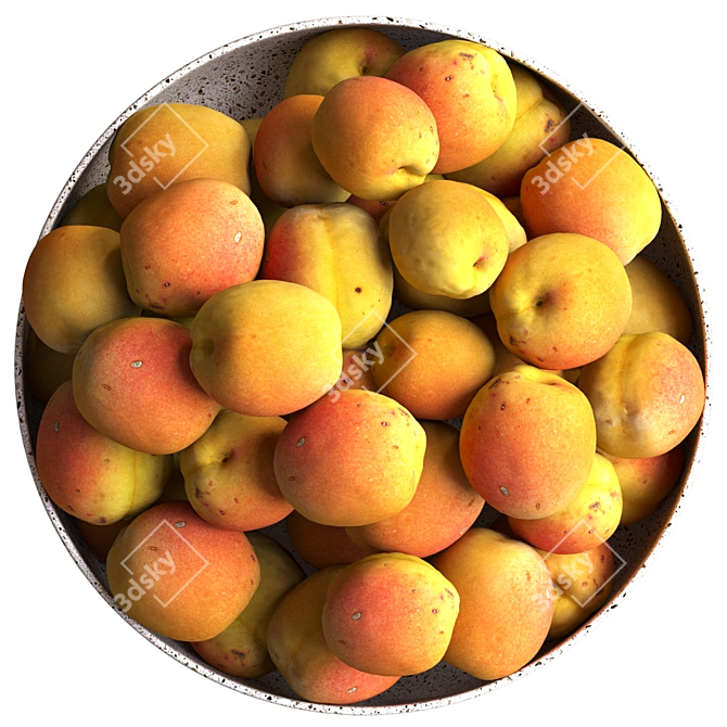 Fresh Apricots in Bowl 3D model image 3