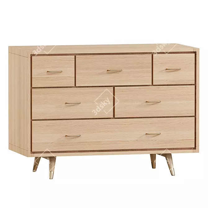 Kort Teak Chest Drawers Furniture 3D model image 1