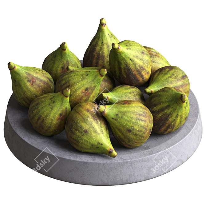 Dried Figs in Decorative Bowl 3D model image 2