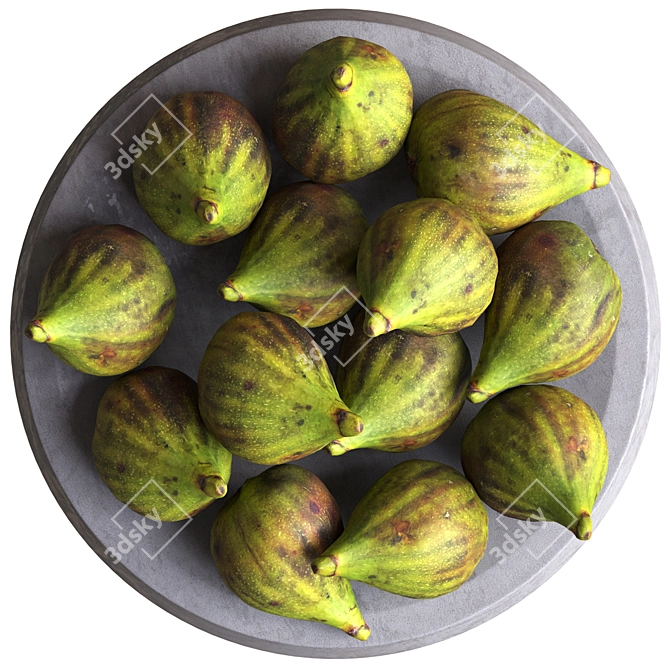 Dried Figs in Decorative Bowl 3D model image 3