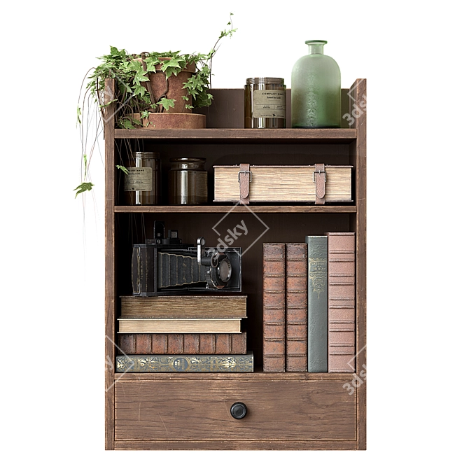 Vintage Bookshelf Shelf 3D model image 2