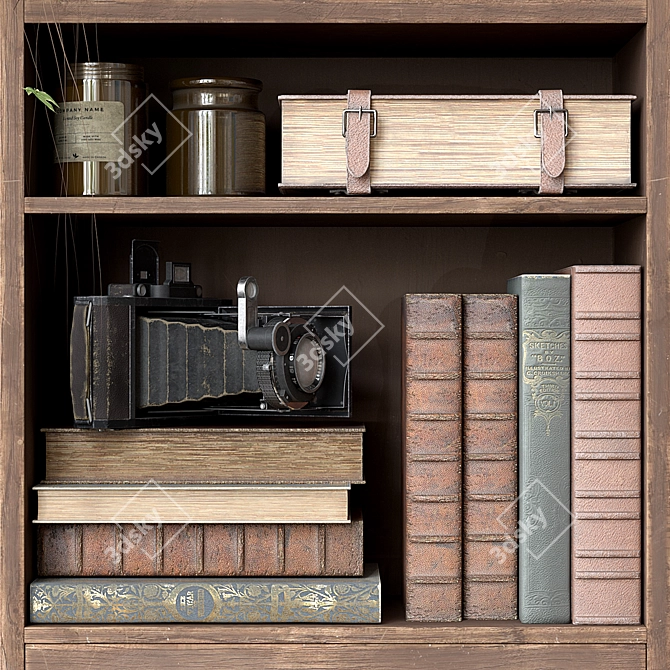 Vintage Bookshelf Shelf 3D model image 3