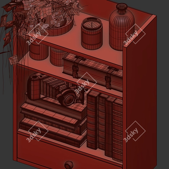 Vintage Bookshelf Shelf 3D model image 5