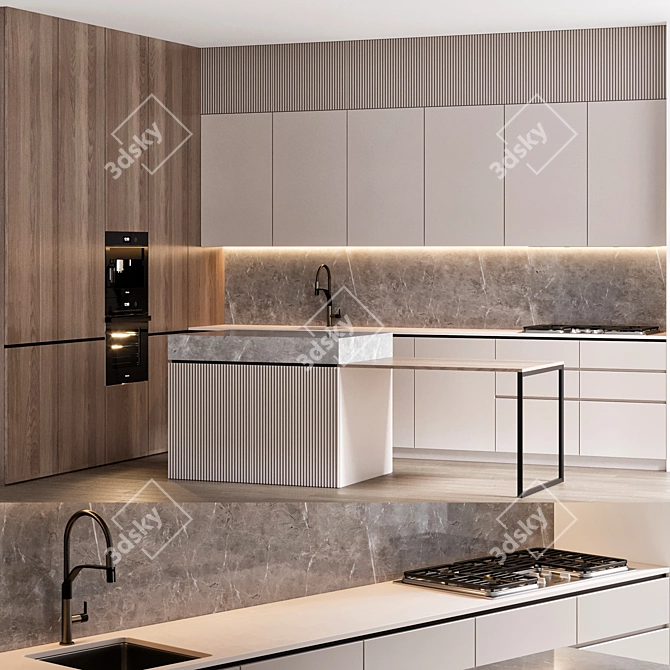 Modern Kitchen Setup: Miele, Gessi 3D model image 1