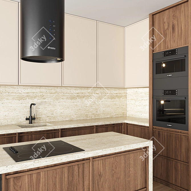 Modern Minimalist 3D Kitchen Model 3D model image 4