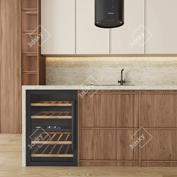 Modern Minimalist 3D Kitchen Model 3D model image 5