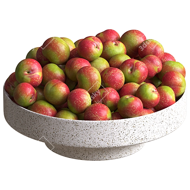 Red Plum in Elegant Bowl 3D model image 2