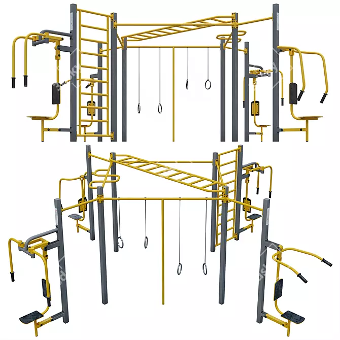 Outdoor Fitness Station Set 3D model image 1