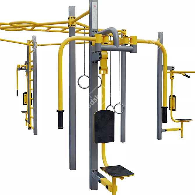 Outdoor Fitness Station Set 3D model image 2