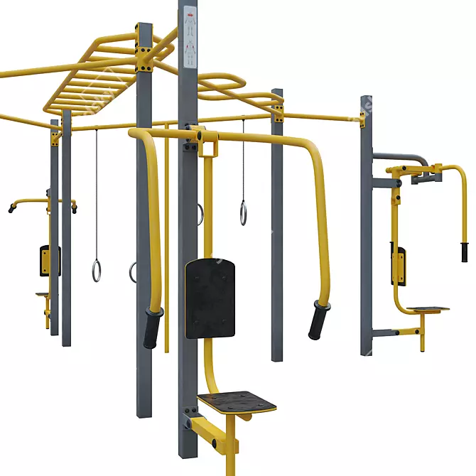 Outdoor Fitness Station Set 3D model image 3