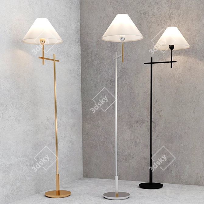 Modern Bridge Arm Floor Lamp 3D model image 2