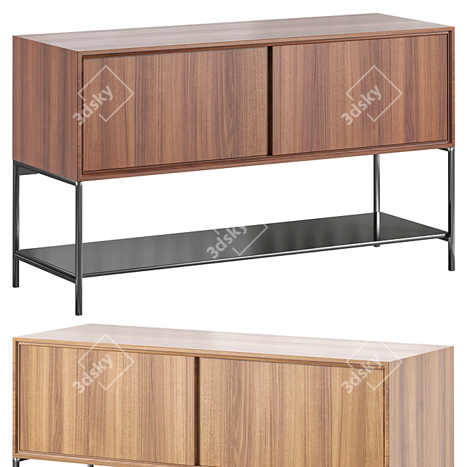 Modern Walnut Buffet 2015 Model 3D model image 1