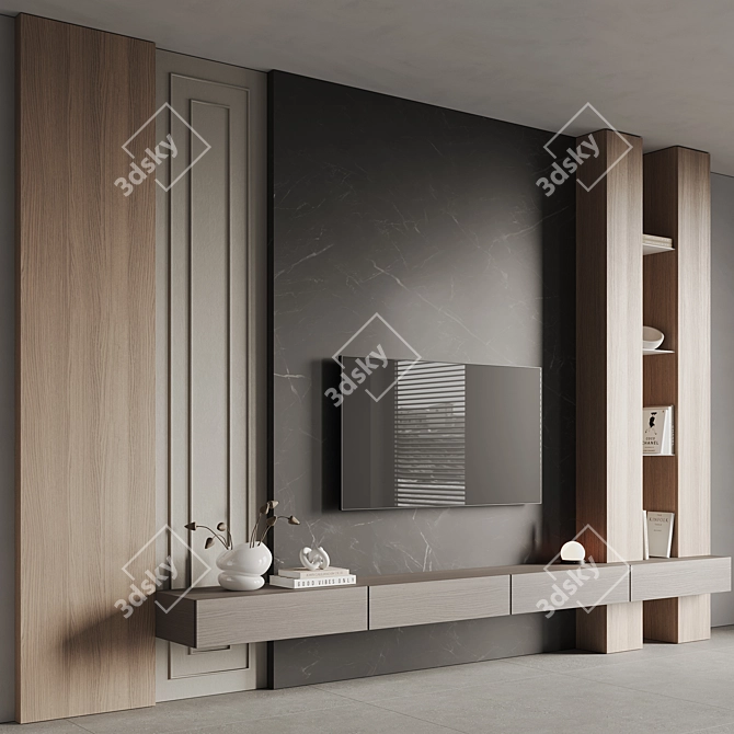 Modern TV Wall Unit Set 3D model image 1