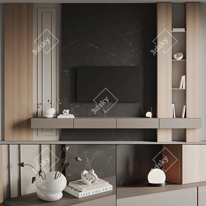 Modern TV Wall Unit Set 3D model image 2