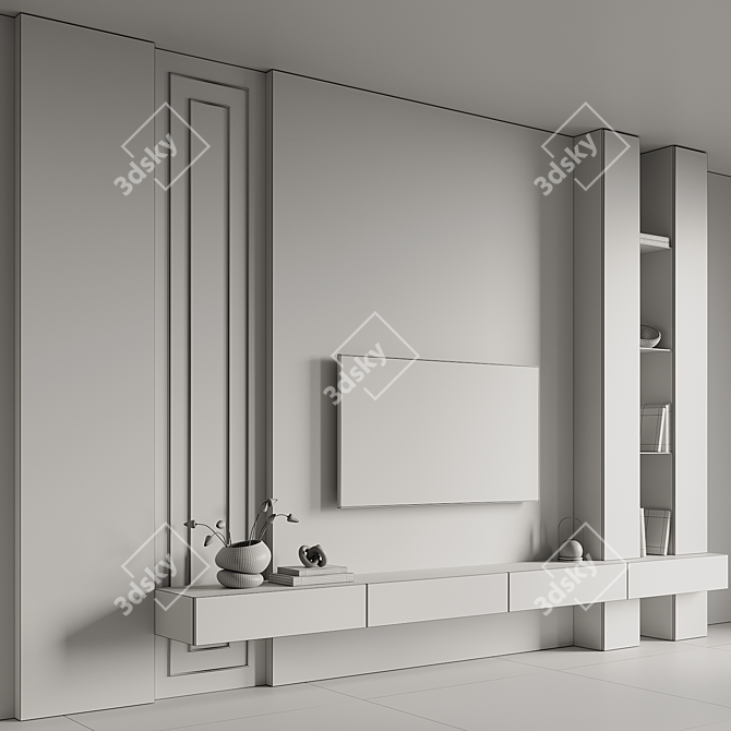 Modern TV Wall Unit Set 3D model image 6