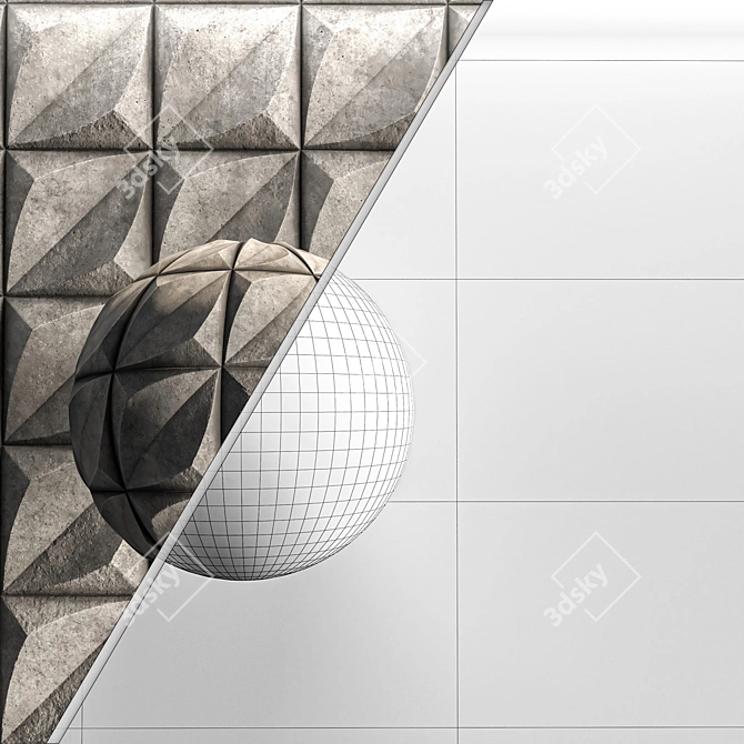 3D Concrete Wall Panel Set 3D model image 6