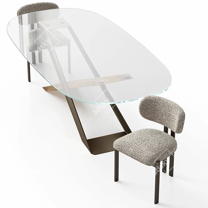 Customizable Bay Metal Chair & Naturedesign X Table 3D model image 3