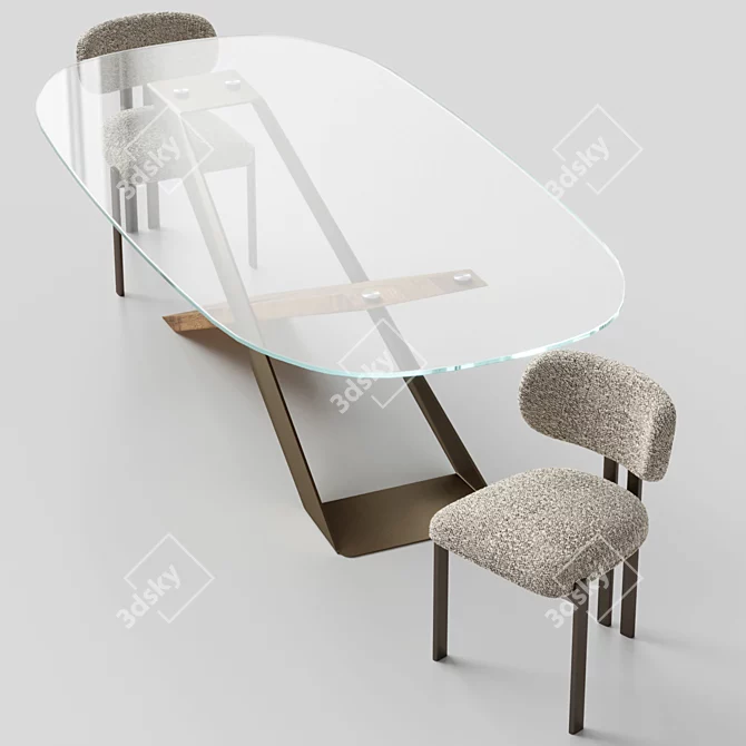 Customizable Bay Metal Chair & Naturedesign X Table 3D model image 9