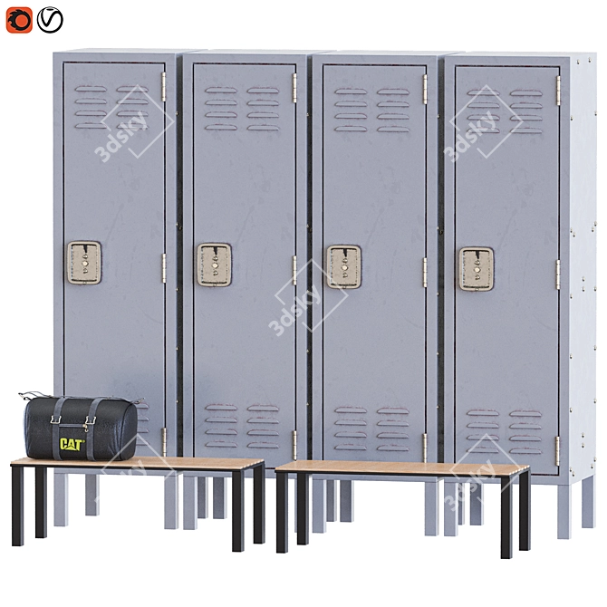 Modern Sports Locker Room Furniture 3D model image 2