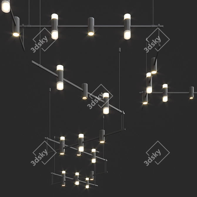 Modern Suspenders Chandelier Fixture 3D model image 2