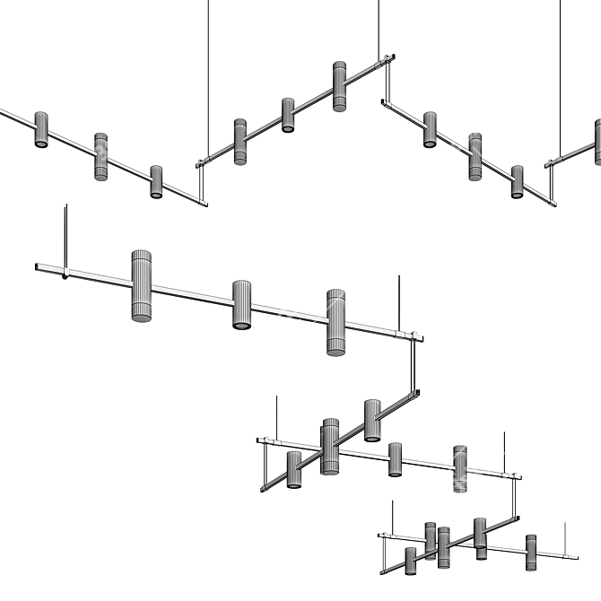 Modern Suspenders Chandelier Fixture 3D model image 4