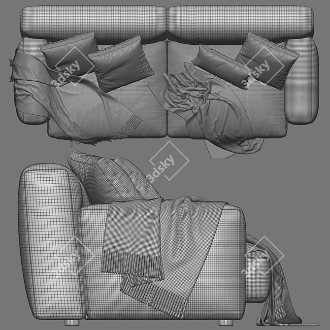 Modern Poliform Paris Sofa Seat 3D model image 6