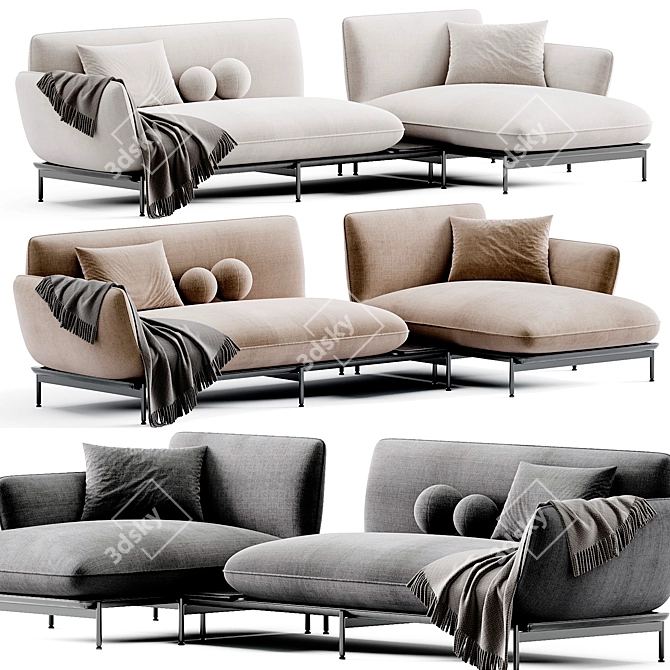 Elegant LOTUS Sofa Designolen-blanc 3D model image 1