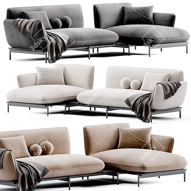 Elegant LOTUS Sofa Designolen-blanc 3D model image 2