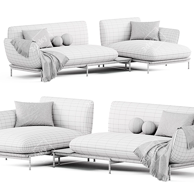 Elegant LOTUS Sofa Designolen-blanc 3D model image 5