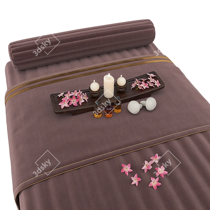 Elegant Spa Bed with Frangipani 3D model image 2