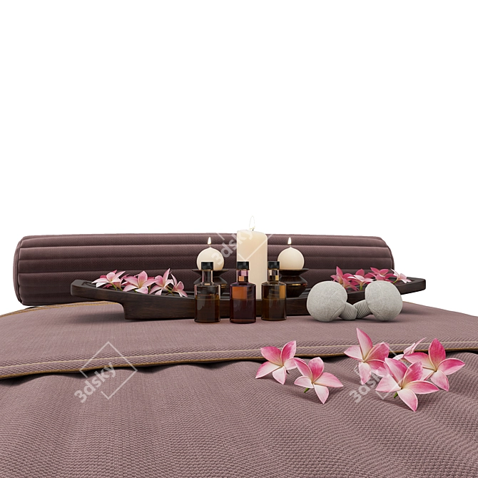 Elegant Spa Bed with Frangipani 3D model image 3