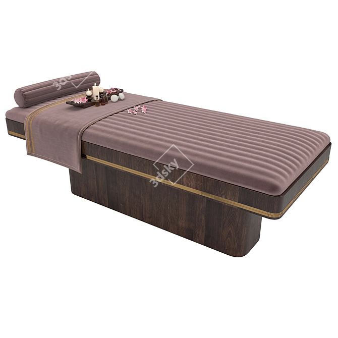 Elegant Spa Bed with Frangipani 3D model image 5