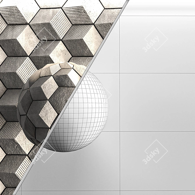 3D Concrete Wall Panel Set 3D model image 6