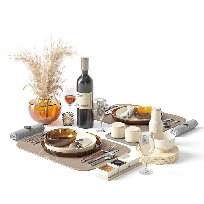  Modern Tableware Set for 3D 3D model image 1