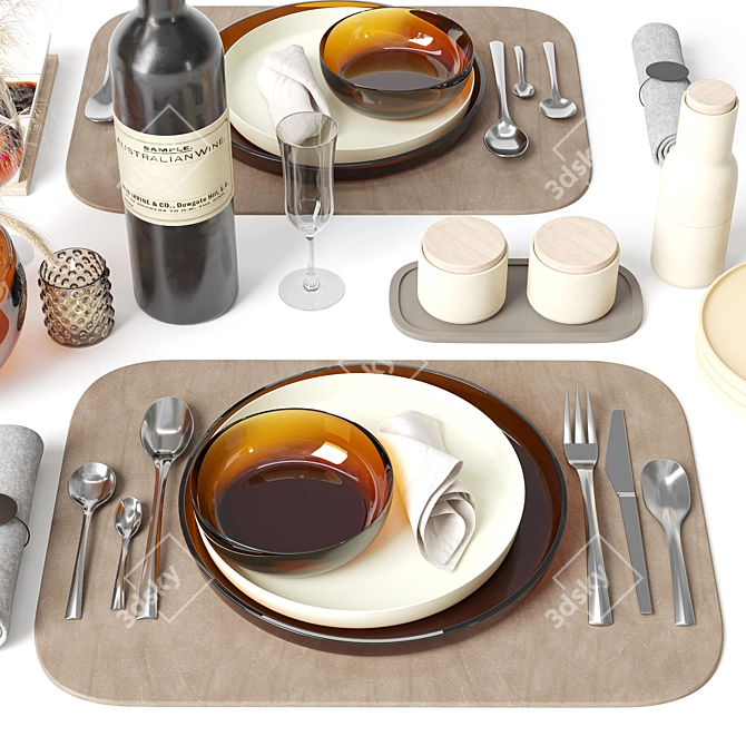  Modern Tableware Set for 3D 3D model image 3